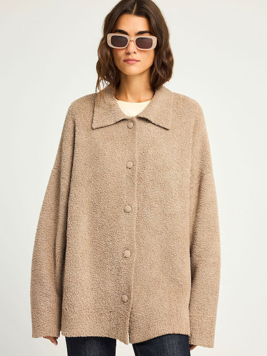 Funky Buddha Fleece Γυναικεία Ζακέτα με Κουμπιά...