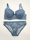 Lunna Dantelat Set de Lenjerie Sutien cu Slip Dark Blue