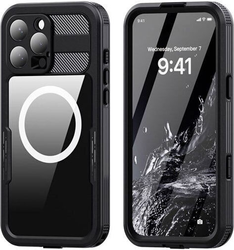 Redpepper 360 Full Cover Σιλικόνης Αδιάβροχο Μαύρο (iPhone 16 Pro Max)