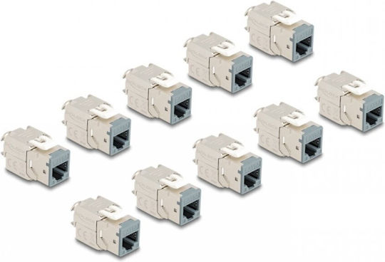 Delock Set 10 Pieces RJ45 Keystone Module LSA Cat.6a Tool-free Gray Delock 88120
