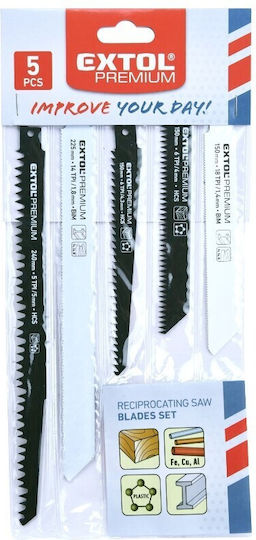 Set 5 Lame Pentru Fierăstrău Pendular Verticale Mixte Extol Premium Bi-metal Hcs