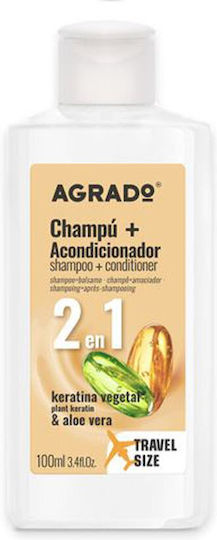 Agrado Shampoo Conditioner 2in1 Vegeterian Keratin & Aloe Vera Travel Size