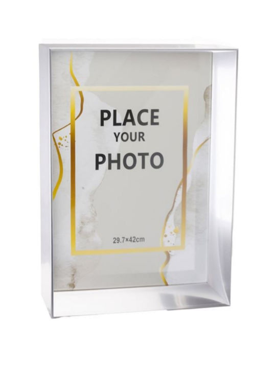 Wooden Photo Frame with Silver Frame