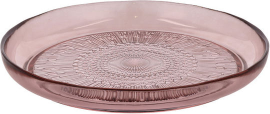 Bitz Plate Shallow Glass Pink with Diameter 25cm