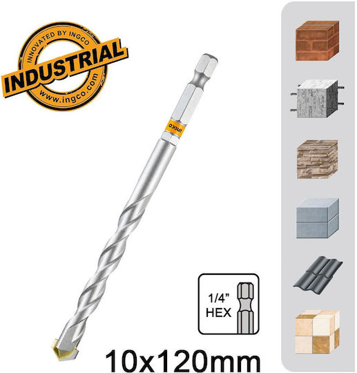 Ingco Диамантена Свредло с Шестоъгълна Опашка за Строителни материали 10x120mm