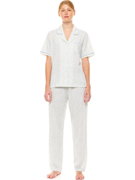 Pink Label Sommerliches Damen-Set Schlafanzug & Pyjamas für Damen Pastell Leopard