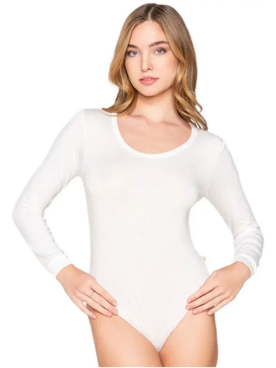 Micro Touch Comfort Damen-Bodysuit Langarm Ivory