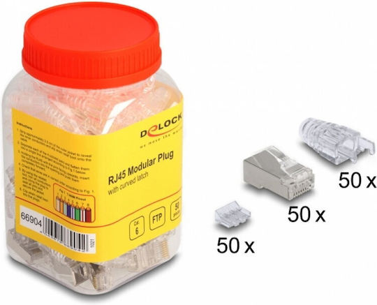 Delock Set 50 Conectori Rețea RJ45 FTP Cat.6 + Protecție Transparentă Delock 66904