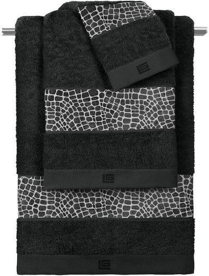 Guy Laroche Σετ Πετσέτες Μπάνιου 3τμχ Safari Anthracite-black Βάρους 500gr/m²