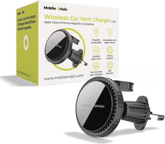 Mobile Origin Car Mobile Mount with Magnet and Wireless Charging MagSafe Black