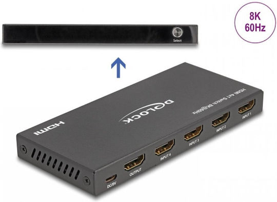 Delock HDMI Превключвател 4 Порта 8K60Hz/4K144Hz Delock 18604