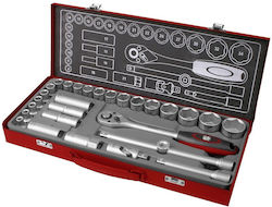 Extol Set Cheie Tubulară cu Chei Cu Clichet 1/2" Extol Set Cheie Tubulară cu Chei Cu Clichet 1/2"
