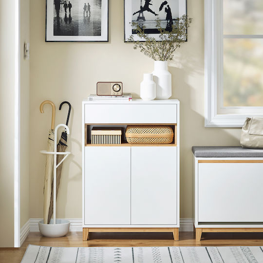 Bamboo Shoe Organizer White 60x34x85cm