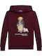 Fleece Kinder-Sweatshirt mit Kapuze Classic Wein Polo Bear Fleece Hoodie