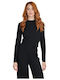 Women's Crop Top Long Sleeve Black