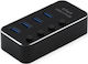 Roline USB-Hub 4 Anschlüsse USB 3.2 mit Anschluss an einen Computer USB-A