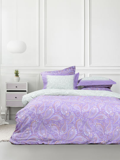 Nima Bettwäsche-Set Überdoppel 240x260cm. Flow Lilac, Green 4Stück