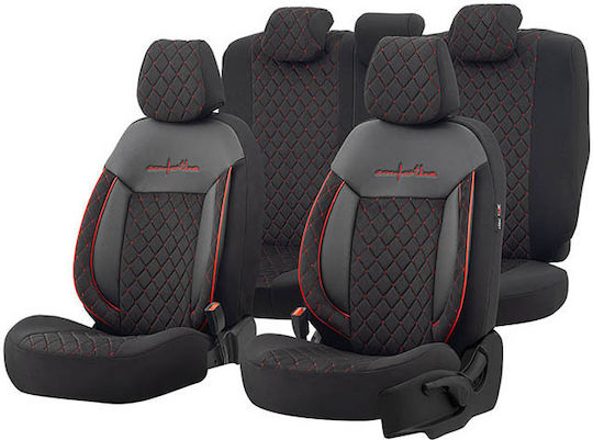 Auto Gs Set Autositzbezüge 11Stück Kunstleder Schwarz