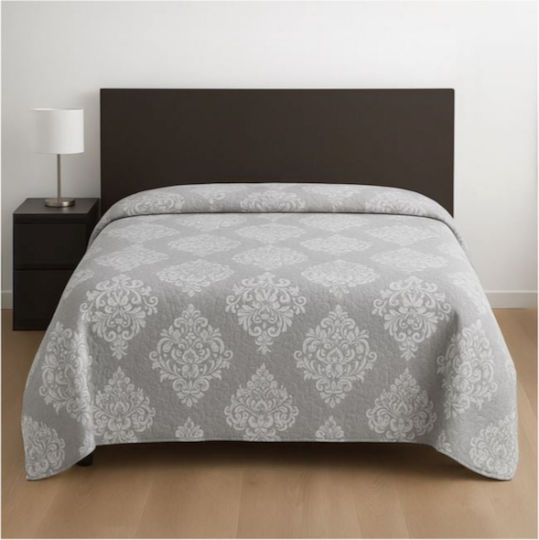 Super-King Tagesdecke Grau Damask 230x160cm