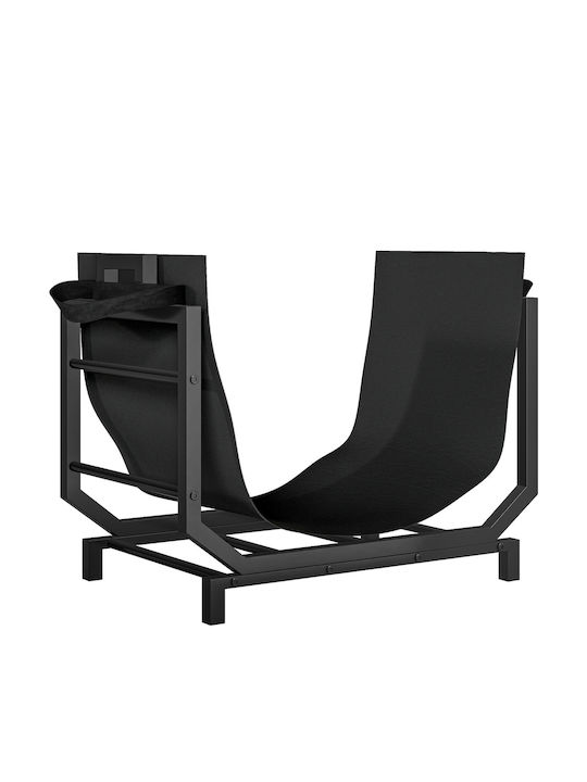Outsunny Metallic Shelf Wood Storage 53x33x43cm Black