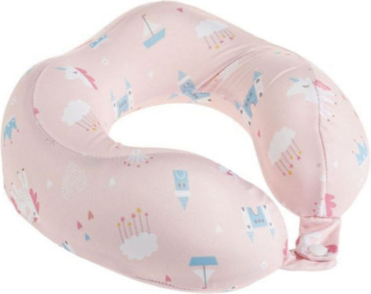 Memory Foam Travel Pillow for Kids 22x22x8cm Pink