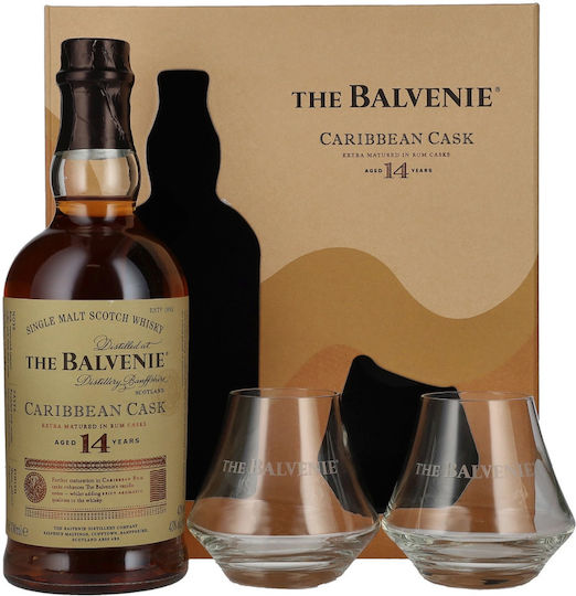 Balvenie 14y Caribbean Cask +2 Glasses 700ml