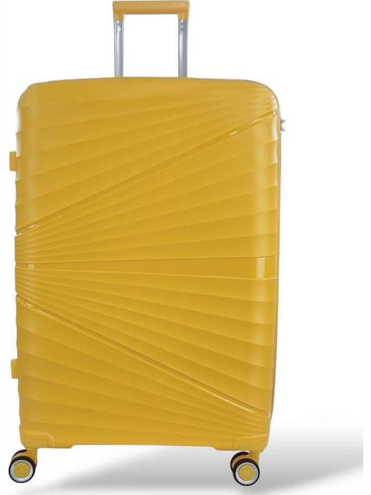 Playful Bags Large Travel Suitcase Hard Yellow with 4 Wheels Height 75cm