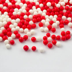 Red White Sugar Pearls 7mm 1 Kg Lumea