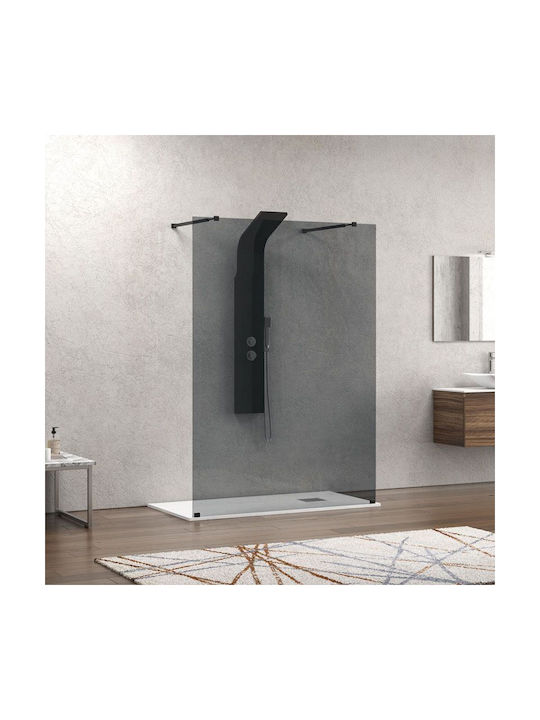 Paravan Fix Pentru Duș Fume Sticlă Walkin 3 Negru Karag 108x200cm