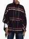 Checks Black Damen Poncho