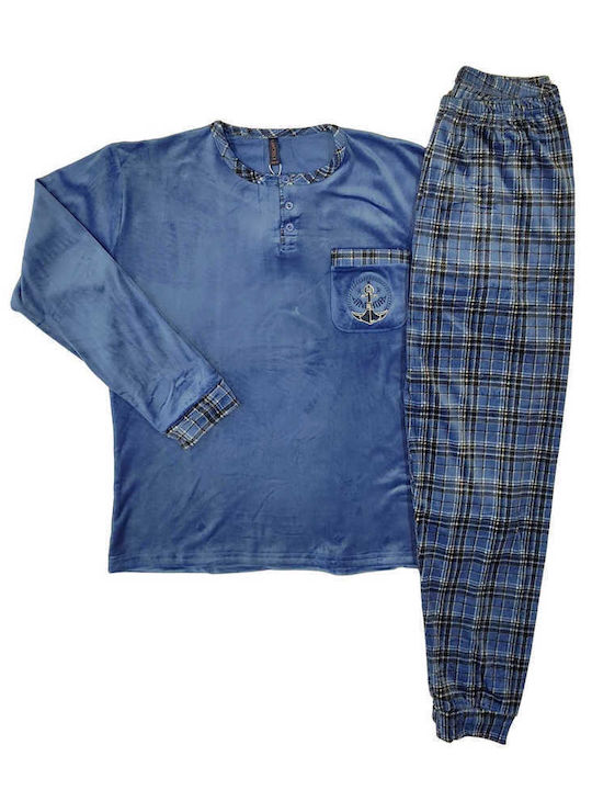 Lovelx Homewear Men's Winter Pajamas Set Blue