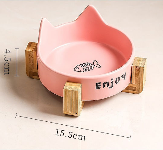 Denik Pets Ceramică Bol Mâncare pentru Pisică 15cm în Culoare Roz