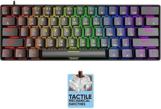 Armaggeddon MKA-1C Gaming Mechanical Keyboard 65% with Custom Brown switches and RGB lighting (English US)