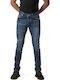 Men's Elastic Jeans Pants with Regular Straight Fit Blue