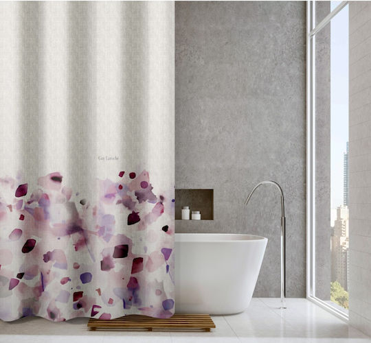 Guy Laroche Carmel Shower Curtain Fabric with Hooks 180x185cm Carmel Melanze