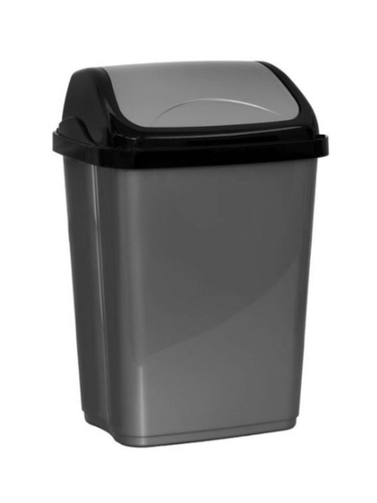 Waste Bin Waste Plastic Silver 10lt 1pcs