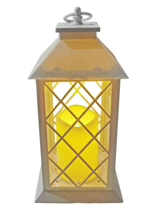 XMASfest Christmas White Battery Lantern 31x14cm