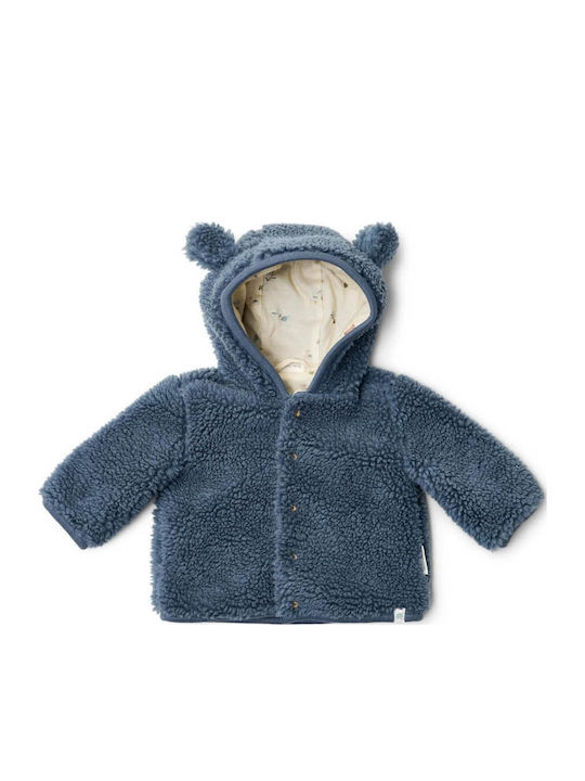 Παιδική Ζακέτα Βαμβακερή με Κουκούλα Stone Blue Teddy