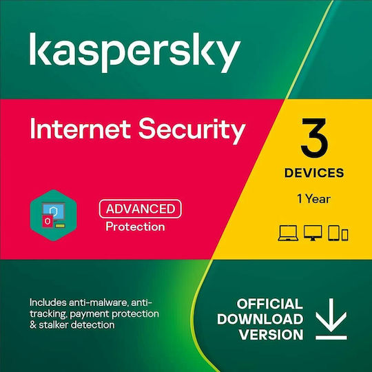 Kaspersky Internet Security 2025 für 3 Geräte und 1 Jahr Nutzung (Elektronische Lizenz)