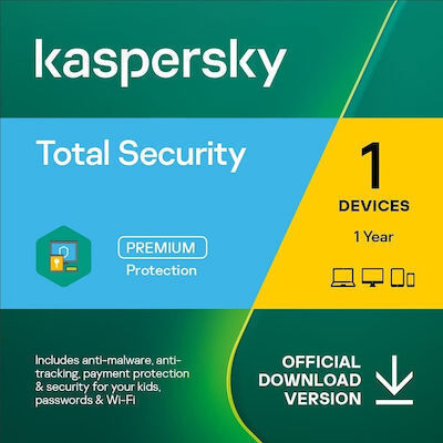 Kaspersky Total Security 2025 for 1 Device and 1 Year of Use (Electronic License)