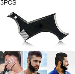 3 Τεμάχια Πρότυπο Styling Γενειάδας Stencil Ανδρική Χτένα Όλα--ένα Εργαλείο Διαμόρφωσης Γενειάδας Μαύρο