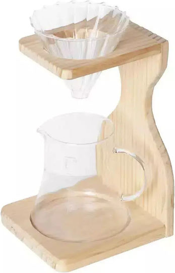 Ulcior 0.65l Pentru Cafea La Filtru Sticlă Bază Din Lemn Lor414