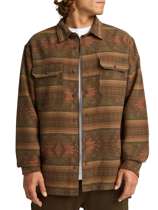Jacquard Μακρυμάνικo Φανελένιο Πουκάμισο Dark Cedar