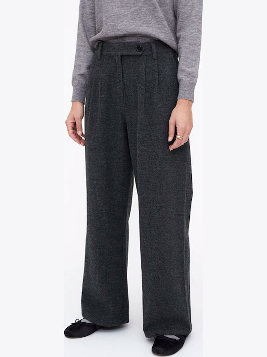 Women's Fabric Trousers Straight Line Gray