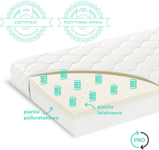 Woodies Safe Dreams Mattress Crib with Latex 60cmx120cmx9cm