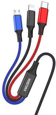 Kakusiga USB zu Blitzschlag / Typ-C,TC-TC / Micro-USB Kabel 3A Schwarz 1.2m (TM00152-999)