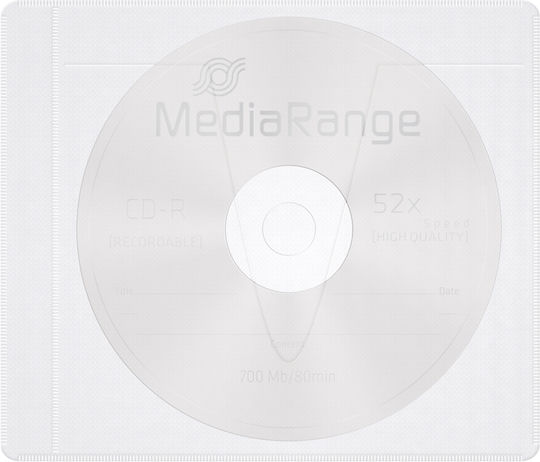 Mediarange Adhesive-backed Fleece Sleeves 1 Disc White/semi-clear Pack 50 Mrbox69-50