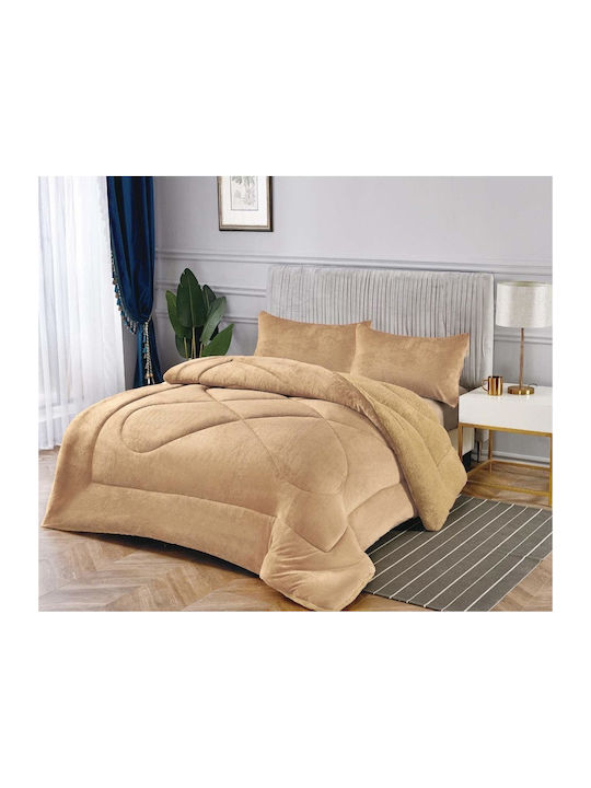 Alpha-Market Κουβερτοπάπλωμα Υπέρδιπλο 220x240εκ. Μπέζ 330 GSM
