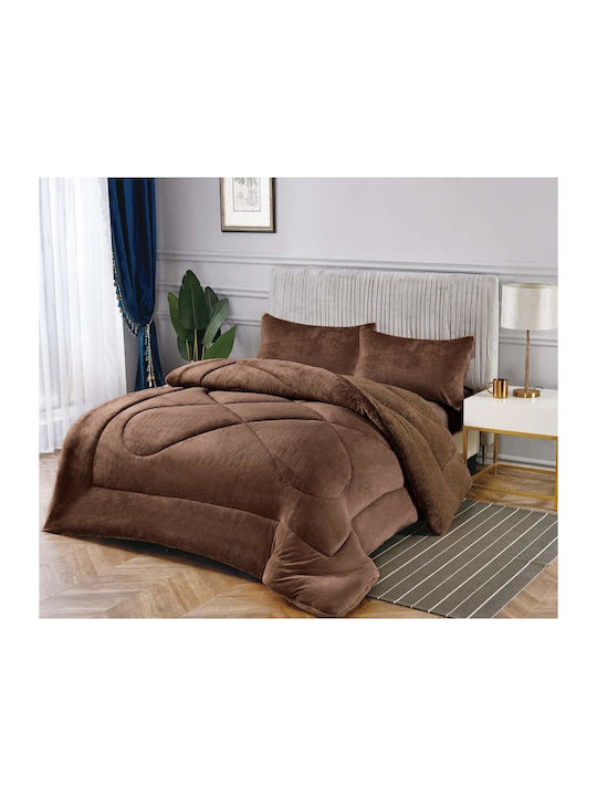 Alpha-Market Duvet Cover Queen 220x240cm Coffee 330 GSMGsm