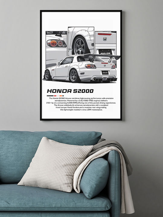 Poster Honda S2000 Cr035 30cm X 40cm Μαύρο Ξύλι...